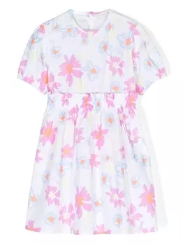 There Was One платье с цветочным принтом и складками, белый
