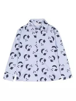 There Was One полосатая рубашка с принтом, синий