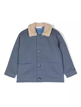 There Was One пуховик с воротником из шерпы, синий