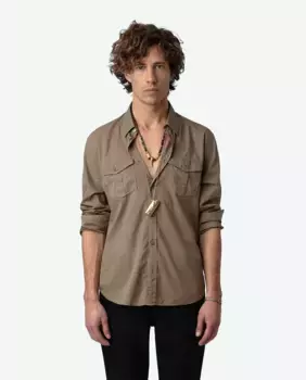 Thibault мужская однотонная рубашка прямого кроя Zadig & Voltaire, коричневый