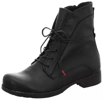 Think! Ботильоны на шнуровке "DENK!", деловая обувь, ботильоны на шнуровке на плоском блочном каблуке, черный