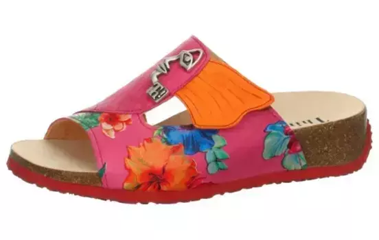 Think! Мюли "Mizzi", босоножки, тапочки, мюли на танкетке в изысканном виде, розовый