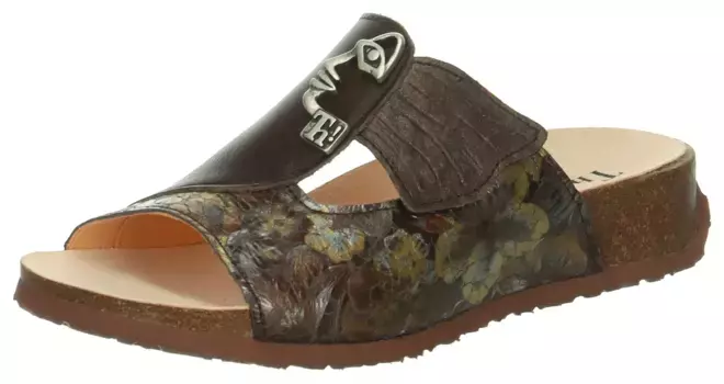 Think! Мюли "Mizzi", босоножки, тапочки, мюли на танкетке в изысканном виде, коричневый