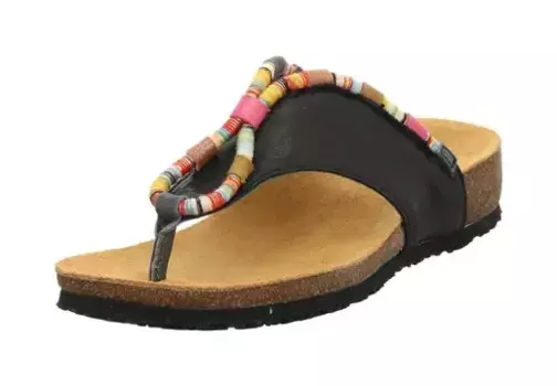 Think! Шлепанцы "Юля", танкетка, летняя обувь, тапочки с яркими декоративными элементами, черный