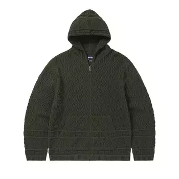 Thisisneverthat худи вязанной вязки на молнии, цвет Оливковый