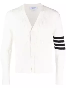 Thom Browne 4-Bar stripe cable-knit cardigan, белый