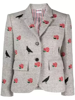 Thom Browne блейзер с узором в елочку, серый