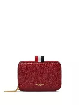 Thom Browne держатель для карт с застежкой-молнией из шагреневой зернистой кожи, красный