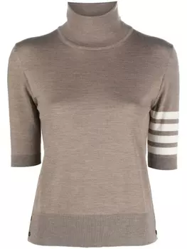 Thom Browne джемпер из необработанной шерсти с высоким воротником, коричневый