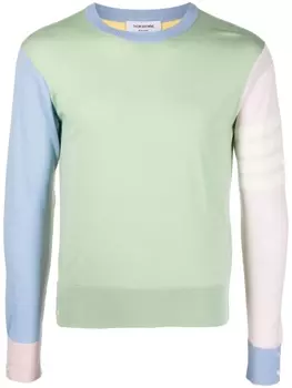 Thom Browne джемпер с контрастной вставкой, зеленый