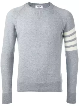 Thom Browne джемпер с полосками на рукаве, серый