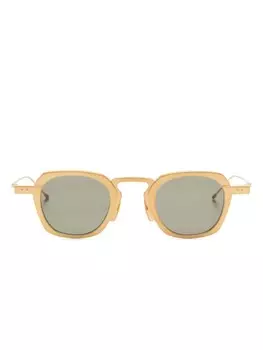 Thom Browne Eyewear солнцезащитные очки в геометричной оправе, золотой