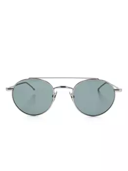 Thom Browne Eyewear солнцезащитные очки в круглой титановой оправе, серебристый