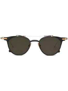 Thom Browne Eyewear солнцезащитные очки в круглой оправе, черный
