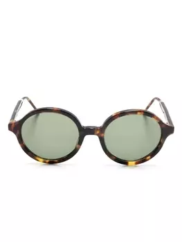 Thom Browne Eyewear солнцезащитные очки в круглой оправе, коричневый