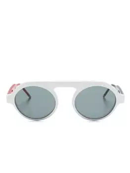 Thom Browne Eyewear солнцезащитные очки в круглой оправе, белый