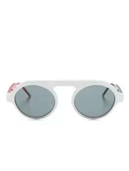 Thom Browne Eyewear солнцезащитные очки в круглой оправе, белый