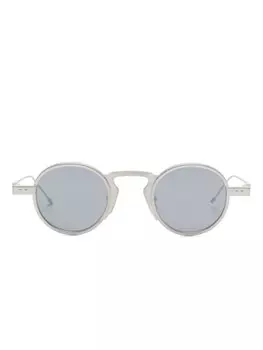Thom Browne Eyewear солнцезащитные очки в круглой оправе, серебряный