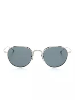 Thom Browne Eyewear солнцезащитные очки в круглой оправе, серебристый