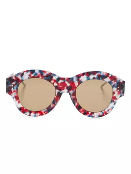 Thom Browne Eyewear солнцезащитные очки в круглой оправе, красный