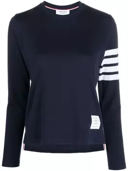 Thom Browne футболка с полосками 4-Bar и принтом, синий