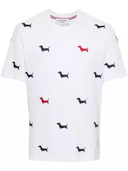 Thom Browne футболка с вышивкой, белый