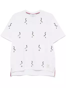 Thom Browne футболка с вышивкой, белый