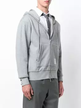 Thom Browne худи с полосками, серый