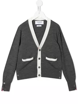 Thom Browne кардиган с контрастной отделкой, серый