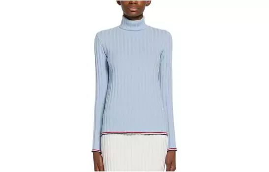 THOM BROWNE Кашемировый свитер женский синего цвета