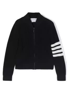 Thom Browne Kids кардиган на молнии с полосками 4-Bar, синий