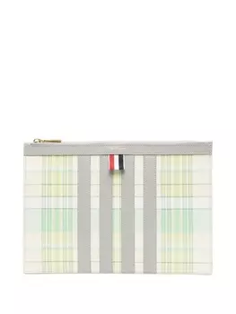 Thom Browne клатч в клетку, зеленый
