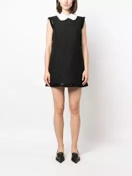 Thom Browne короткое платье-трапеция с оборками, черный