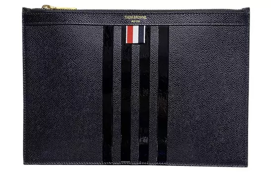 THOM BROWNE Кошелек-клатч из коровьей кожи, черный, мужской