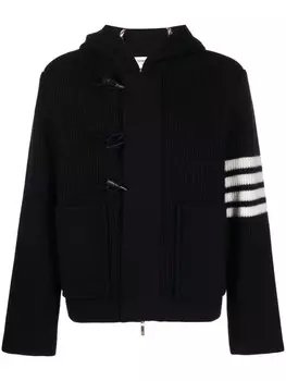 Thom Browne куртка из необработанной шерсти с капюшоном, синий