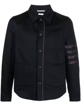 Thom Browne куртка-рубашка с полосками и цветочной вышивкой, синий