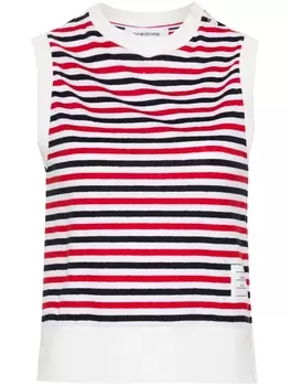 Thom Browne льняной топ в полоску, белый