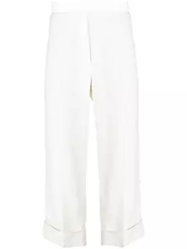 Thom Browne льняные брюки с подворотами, нейтральный цвет