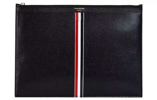 THOM BROWNE Мужские сумка-клатч из натуральной кожи Eggstone Grain, черная