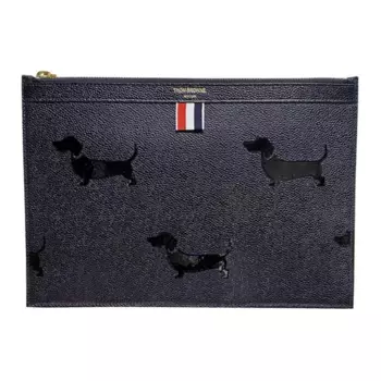 THOM BROWNE Мужской клатч из коровьей кожи, черный