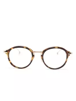 Thom Browne очки в круглой оправе черепаховой расцветки, коричневый