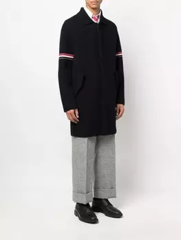 Thom Browne пальто Milano с полосками RWB, синий