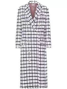 Thom Browne пальто в клетку, белый