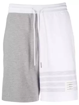 Thom Browne panelled cotton track shorts, серый