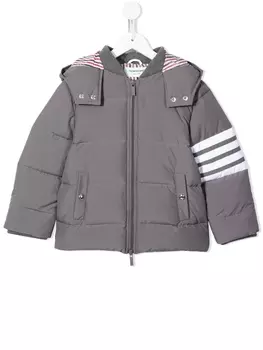 Thom Browne парка с капюшоном и полосками 4-Bar, серый