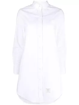 Thom Browne платье-рубашка с жатым эффектом, белый