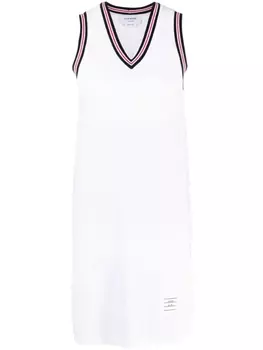 Thom Browne платье с V-образным вырезом, белый