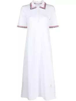 Thom Browne платье с воротником поло и полосками RWB, белый