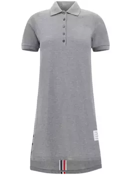 Thom Browne платье с воротником поло и полосками RWB, серый