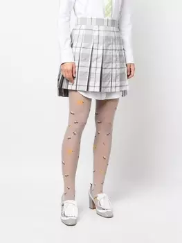 Thom Browne плиссированная юбка в клетку, серый